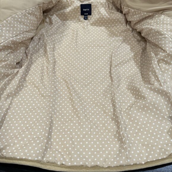 Kids Gap Quilted Jacket Youth Girls XL Corduroy Collar Tan Preppy Equestrian - Picture 8 of 10